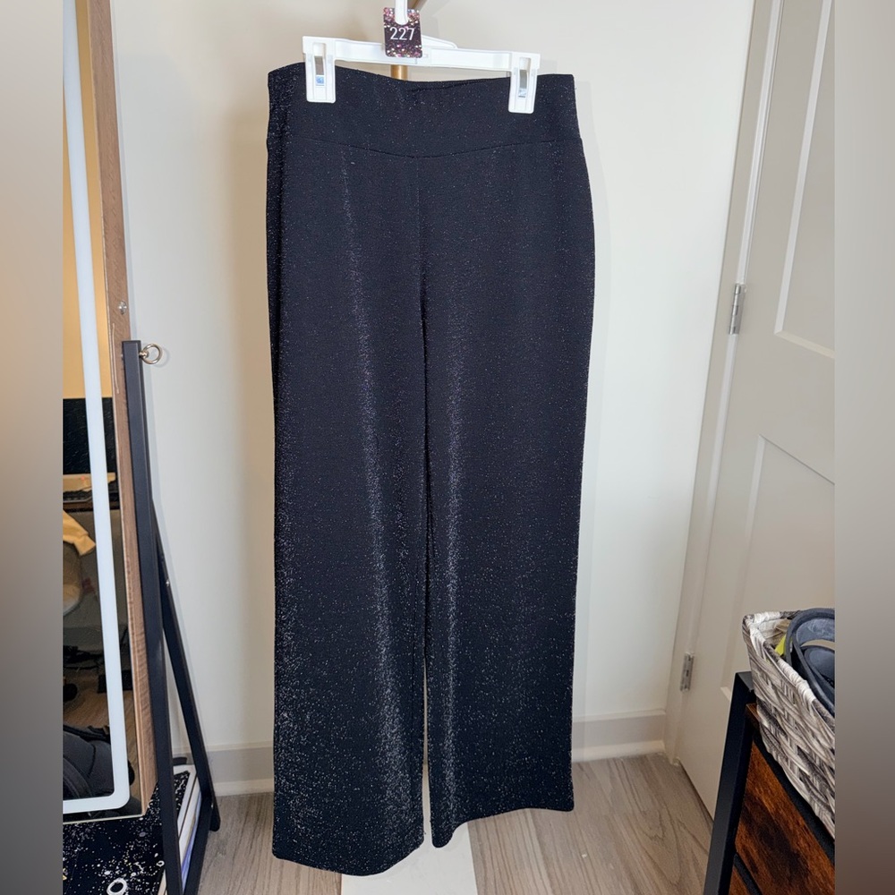 227. Anne Klein Black Sparkle Wide-Leg Trousers